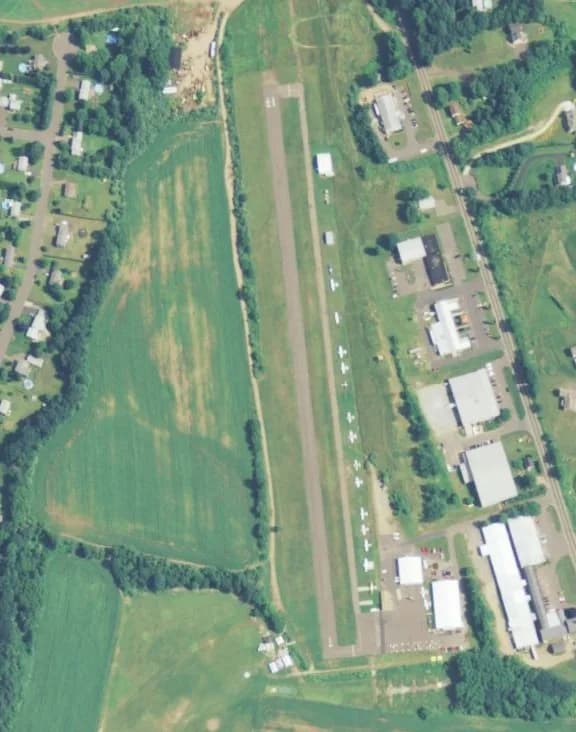 Luftaufnahme der Infrastruktur von Ellington Airport
