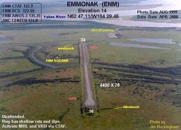 Aerial view of Emmonak Airport airport infrastructure