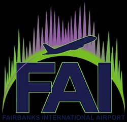 Luftaufnahme der Infrastruktur von Fairbanks International Airport