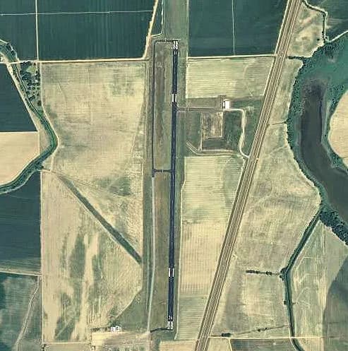 Aerial view of Fletcher Field airport infrastructure
