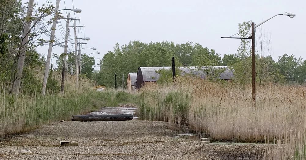 Luftaufnahme der Infrastruktur von Flushing Airport