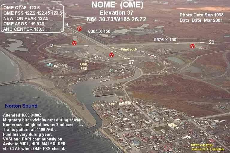 Panorama infrastruktury portu Nome Airport