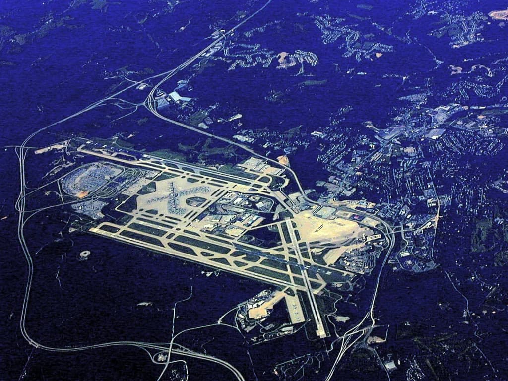 Aerial view of Pittsburgh International Airport airport infrastructure
