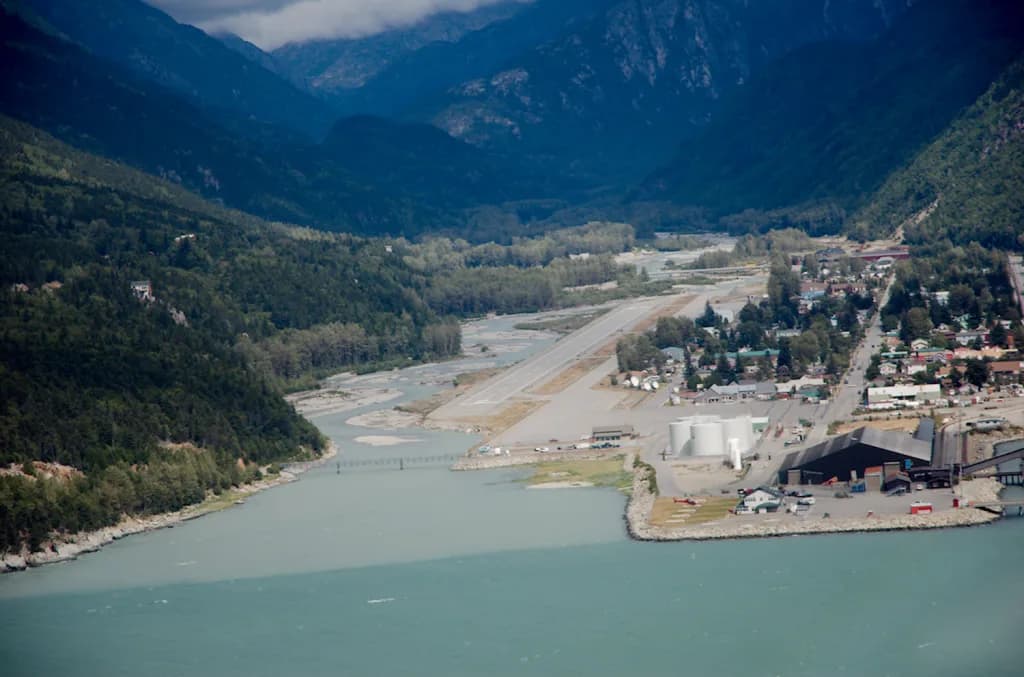 Aerial view of Skagway Airport airport infrastructure