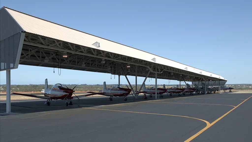 Aerial view of RAAF Base Pearce airport infrastructure