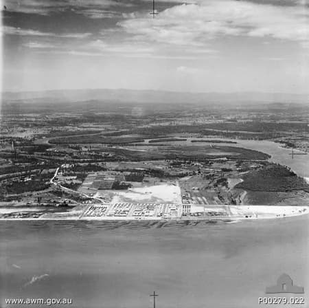 Luftaufnahme der Infrastruktur von RAAF Station Sandgate
