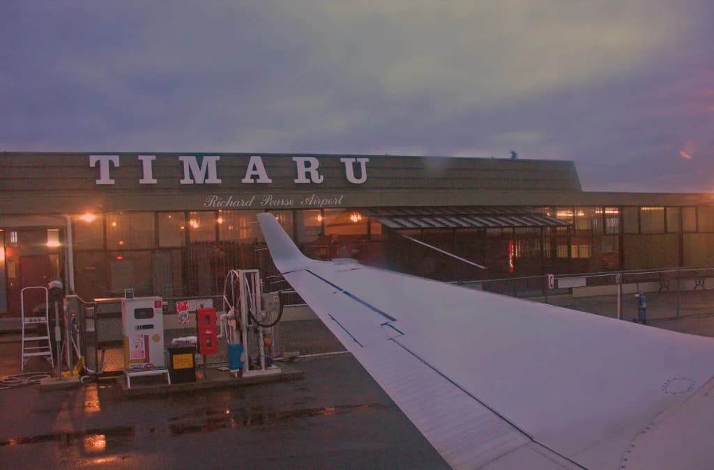 Luftaufnahme der Infrastruktur von Timaru Airport