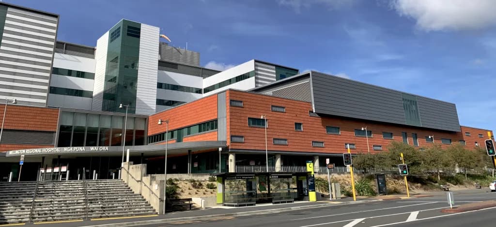 Luftaufnahme der Infrastruktur von Wellington Hospital Helistop