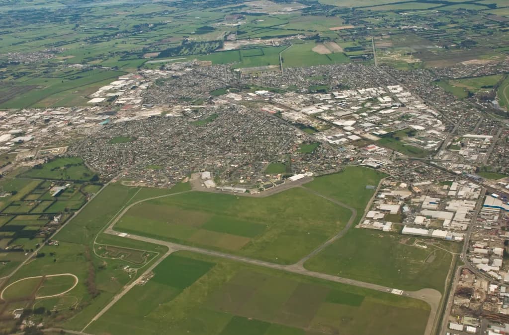 Aerial view of Wigram Airport airport infrastructure