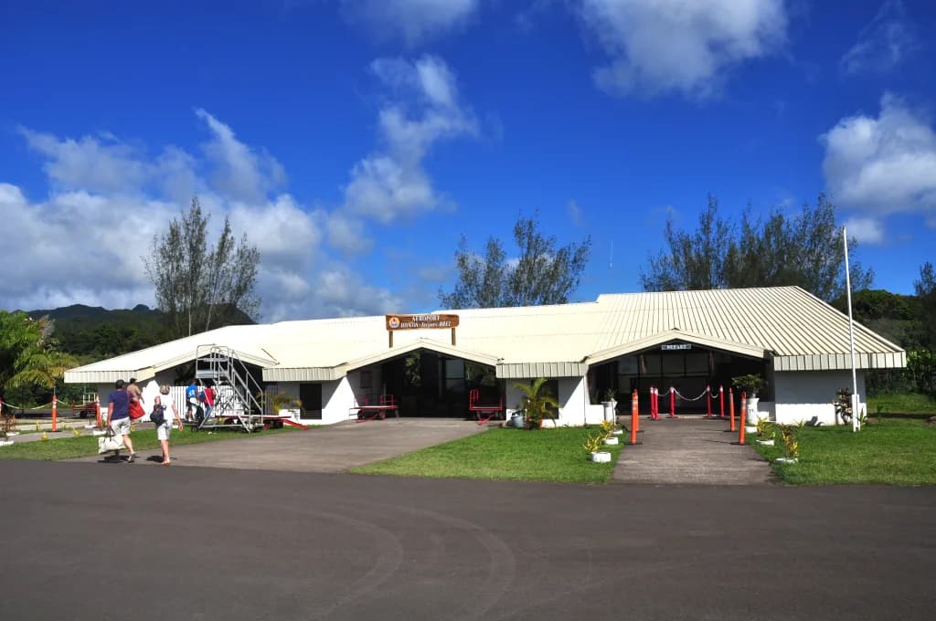 Aerial view of Hiva Oa-Atuona Airport airport infrastructure