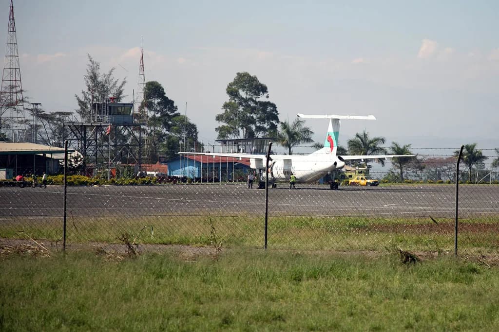 Aerial view of Goroka Airport airport infrastructure
