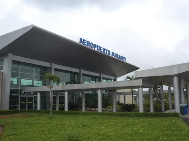 Luftaufnahme der Infrastruktur von Jumandy Airport