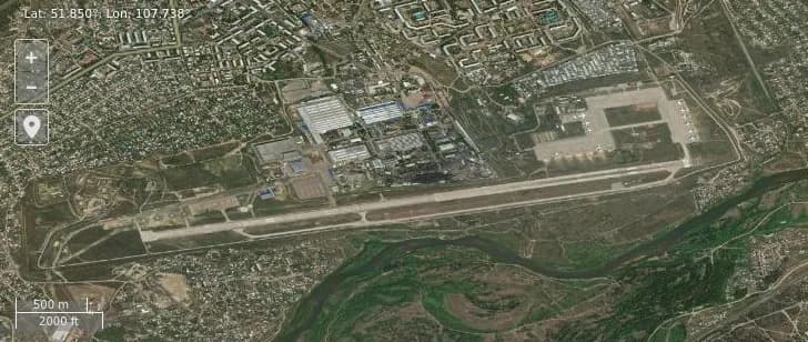 Aerial view of Ulan-Ude East Airport airport infrastructure