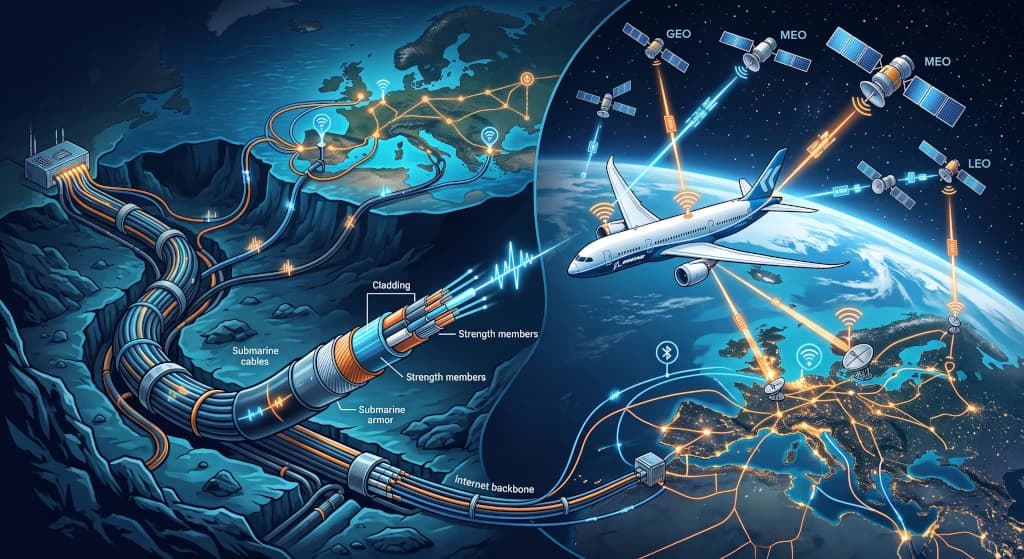 Unsichtbare Infrastruktur: Wie Seekabel und Satelliten Flugzeuge vernetzen