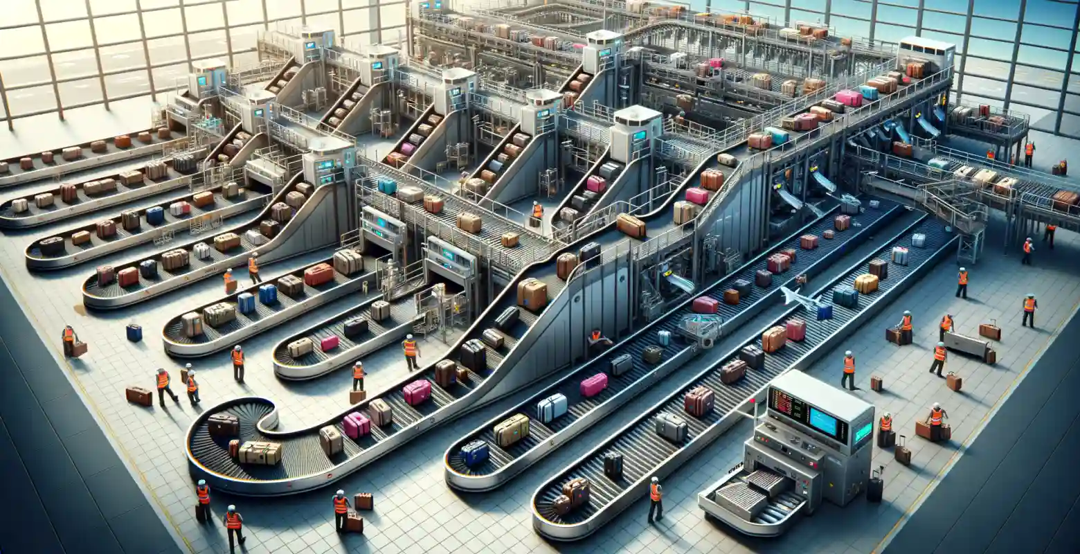 How does the baggage system work at airports?