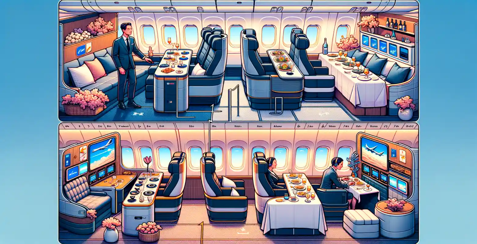Comparaison des services de classe affaires de différents transporteurs.