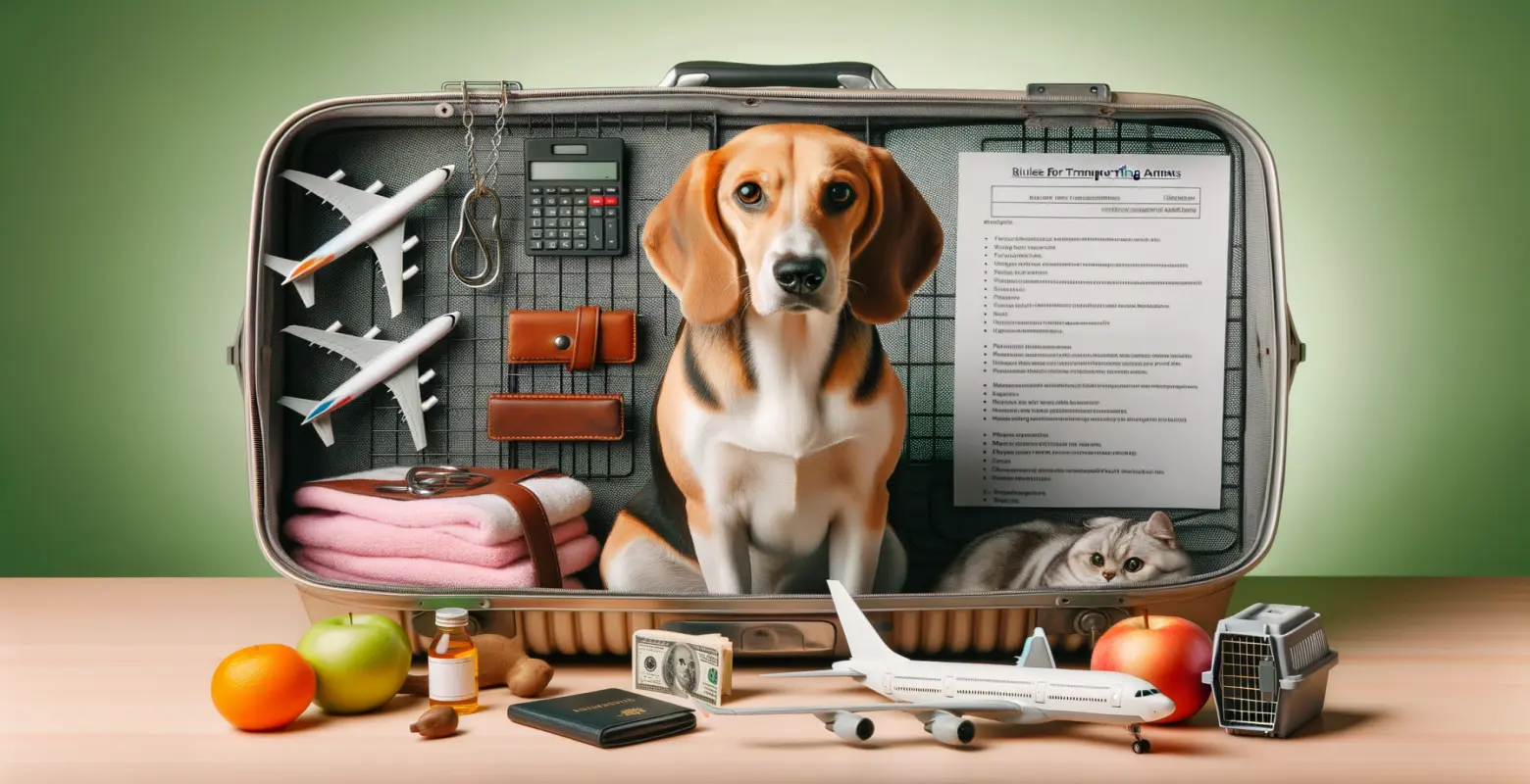 Vorschriften für den Transport von Tieren im Flugzeug.
